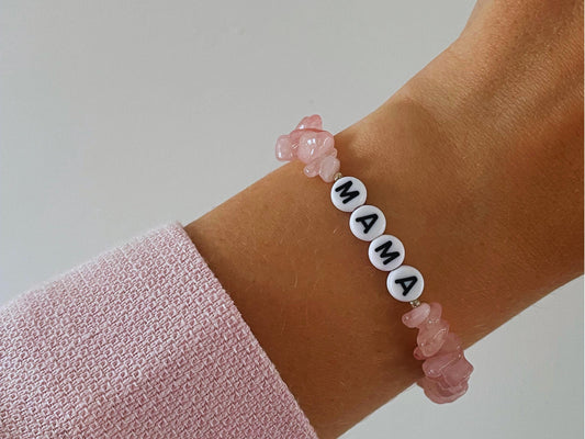 Rose quartz personalised crystal bracelet