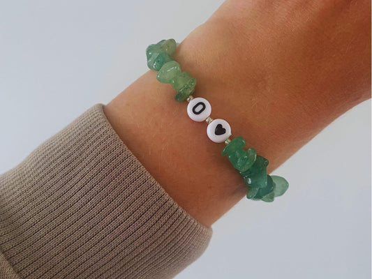 Green aventurine personalised crystal bracelet
