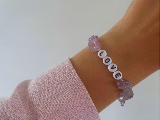 Light amethyst personalised crystal bracelet