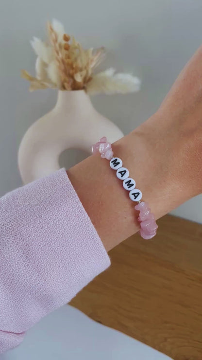Rose quartz personalised crystal bracelet